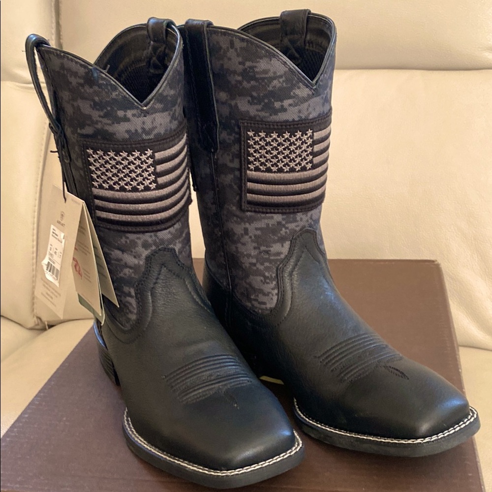 Ariat Black Cowboy Boots Patriot Men's 8M